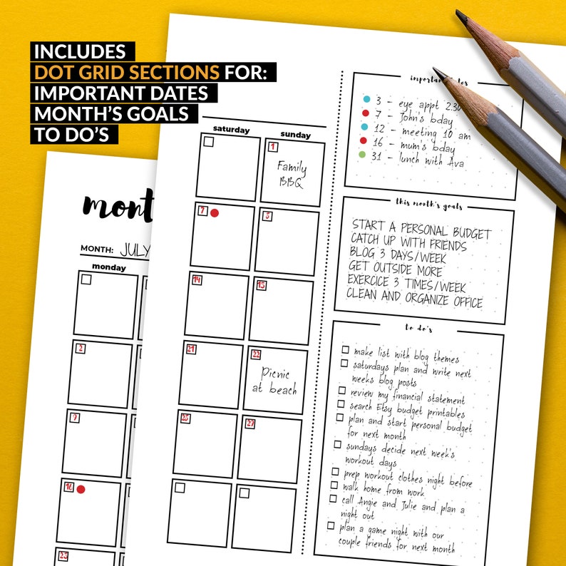 Weekly Planner Neat And Tidy Design Monthly Planner Printable Monday 