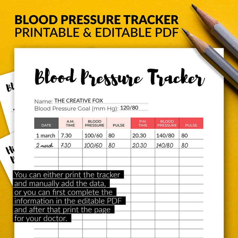 Blood Pressure Tracker Bullet Journal Medical Insert Etsy