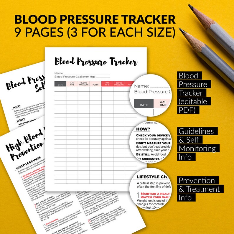 BLOOD PRESSURE Tracker Bullet Journal Medical Insert Etsy