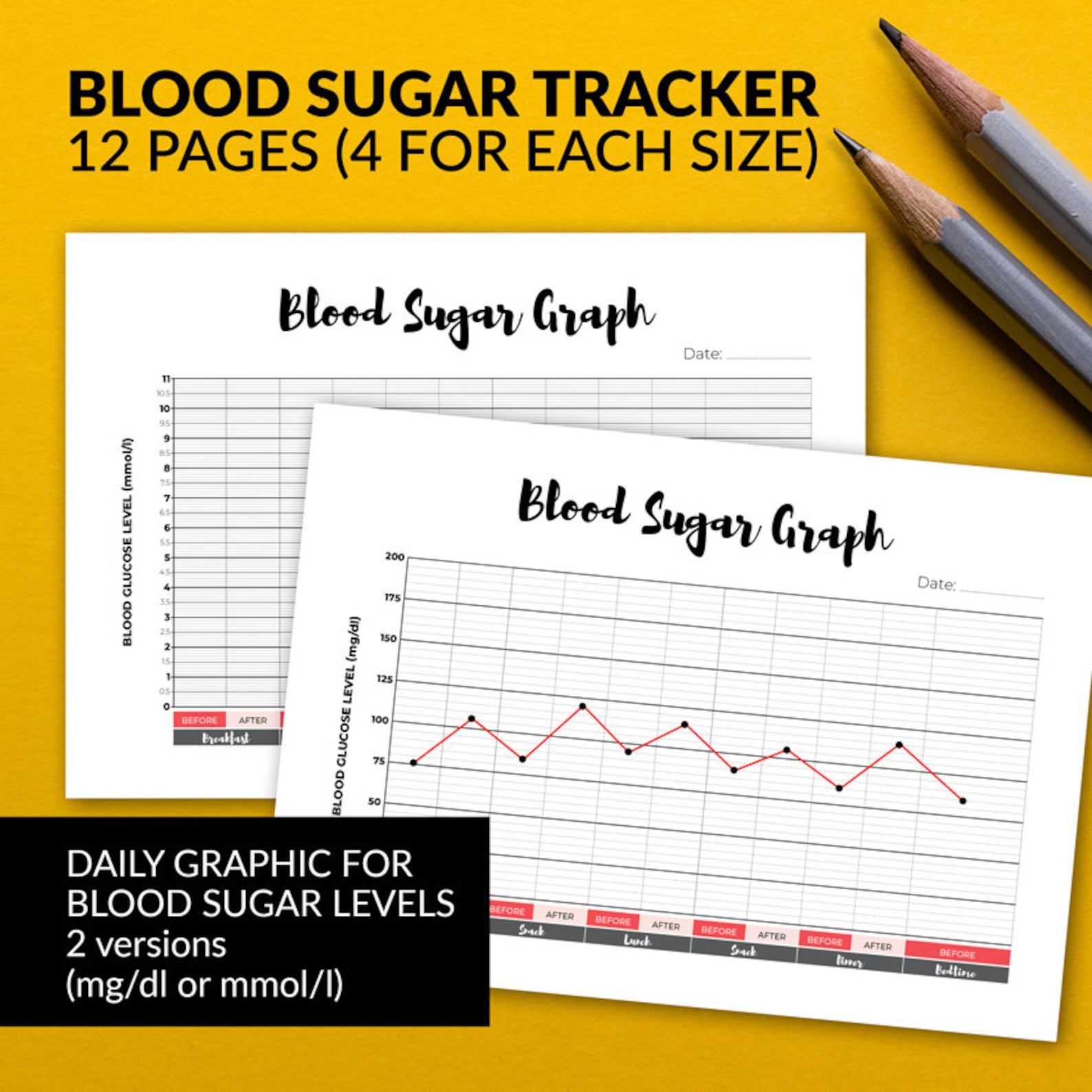 Printable BLOOD SUGAR Tracker Editable Blood Sugar Log Etsy
