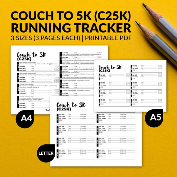 Couch To 5k Tracker C25k Running Log Fitness Tracker Etsy