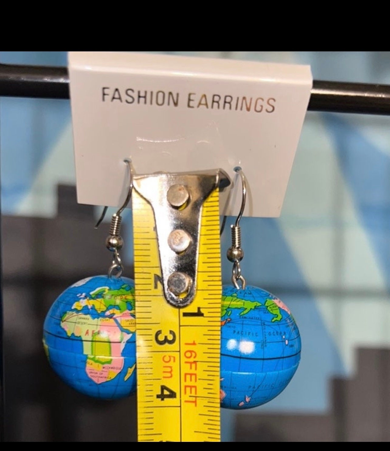 New Old Stock Vintage Earth Map Globe Ball Dangle Earrings / Gift Idea ...