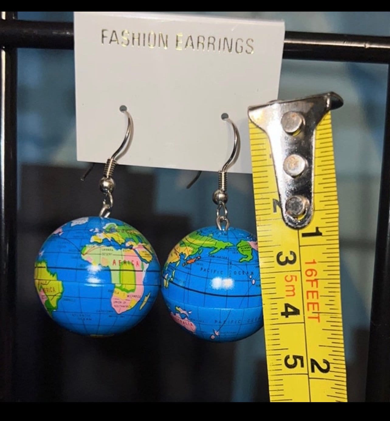 New Old Stock Vintage Earth Map Globe Ball Dangle Earrings / Gift Idea ...