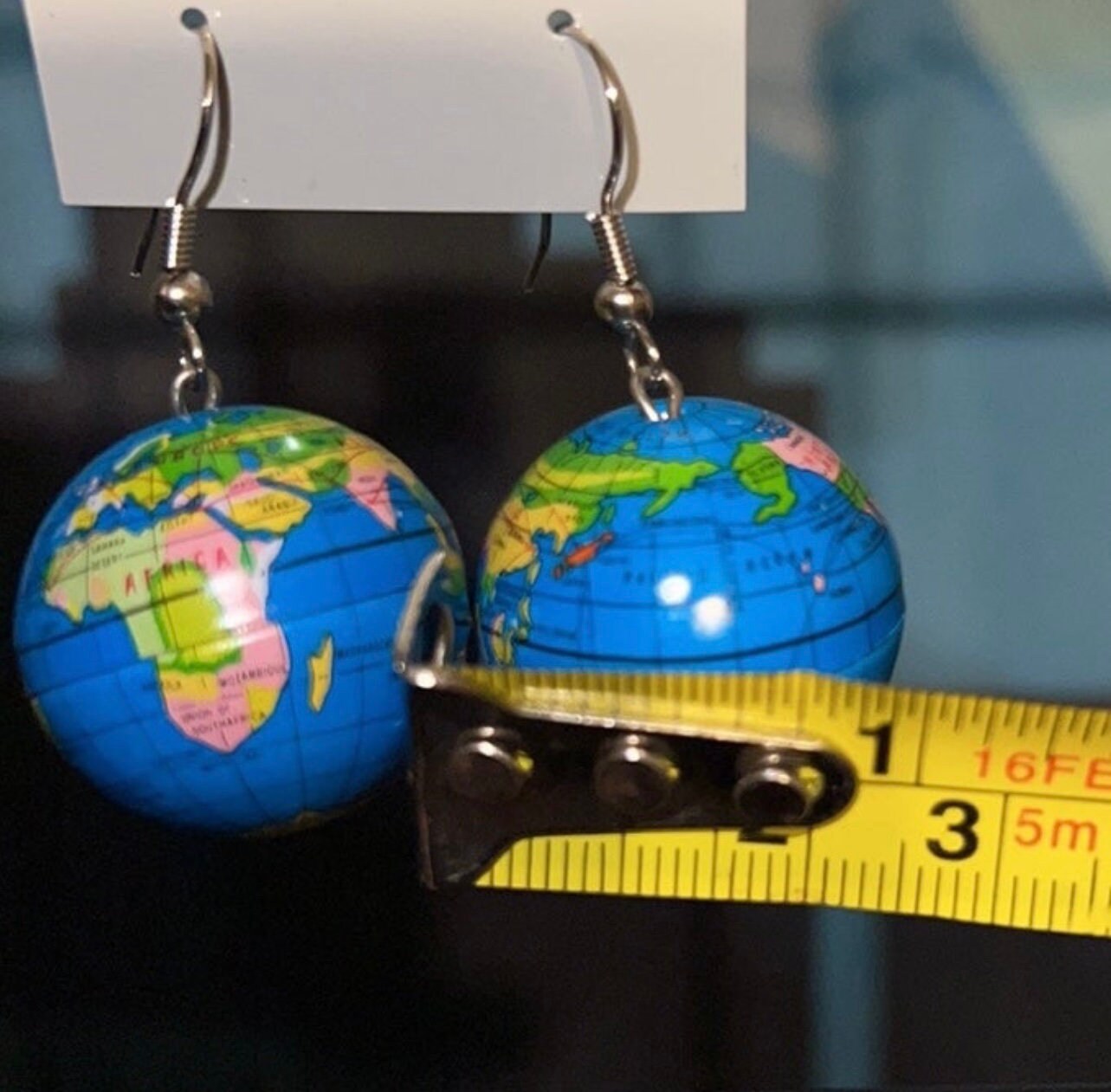 New Old Stock Vintage Earth Map Globe Ball Dangle Earrings / Gift Idea ...