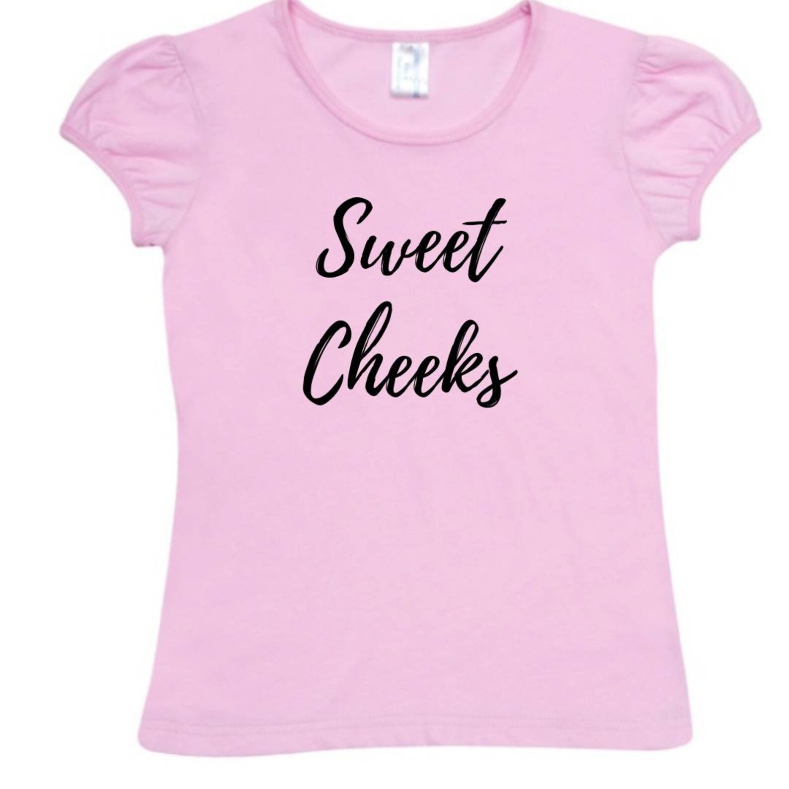Girls puff sleeve tee sweet cheeks Kids tshirt Etsy