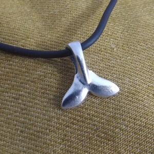 Tibetan Silver Mermaid Tail Choker on Matt Black PVC Cord - Dolphin / Whale / Fin - Creatures of Fun