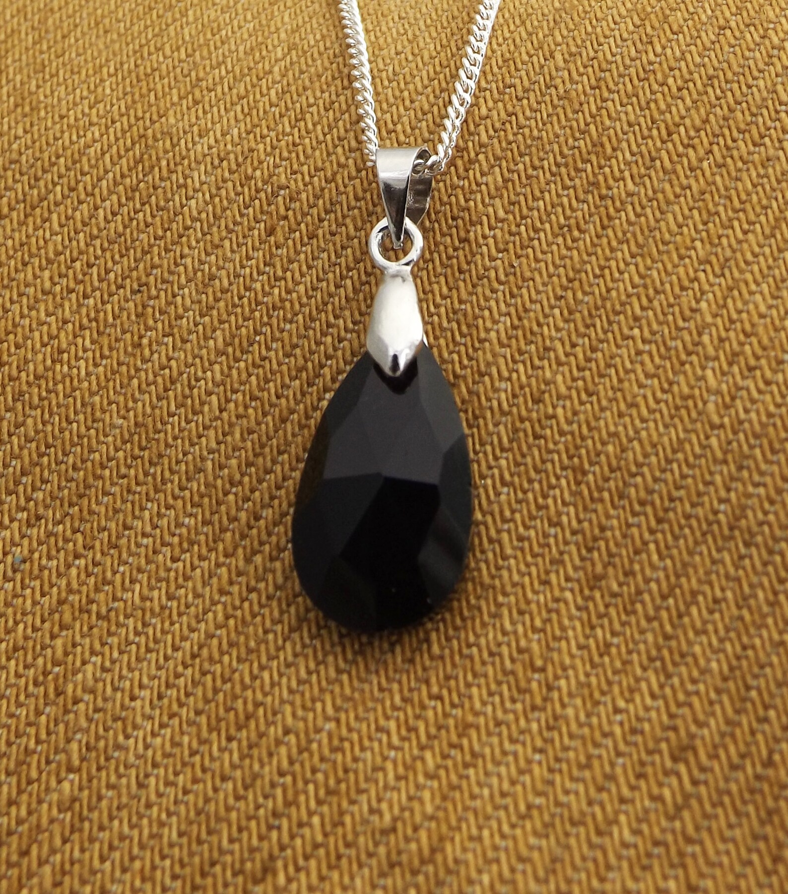 Teardrop Crystal Style Glass Drop Pendant Necklace Various | Etsy