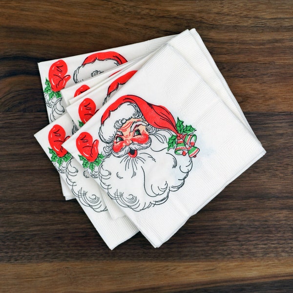 Retro Christmas Paper Cocktail Napkins Etsy