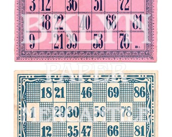 Antique Vintage BINGO CARDS Digital Download | French European Lotto | Bingo Printable | Junk Journal Ephemera, Scrapbook Instant Download