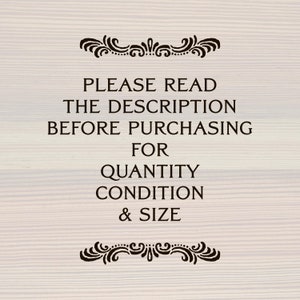 Puede incluir: Un cartel con un borde decorativo y el texto "PLEASE READ THE DESCRIPTION BEFORE PURCHASING FOR QUANTITY CONDITION & SIZE"