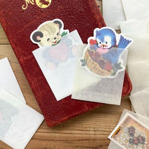 Vintage Tiny Glassine Envelopes - Set of 10 | Handmade Translucent Envelopes | Thumb Cut | Small Pockets | Junk Journal, Scrapbook Supplies