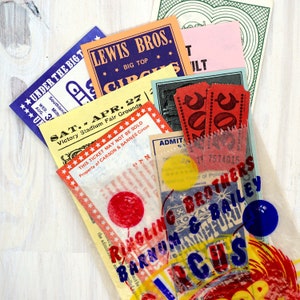 Vintage Circus Ticket Mystery Bag - Set of 10 |  | Circus Ephemera | Paper for Junk Journal, Mixed Media, Collage