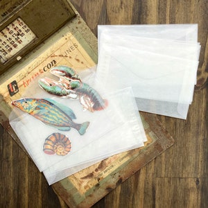 Vintage Glassine Envelopes - Set of 10 | Small Translucent Envelopes | Journal Pocket | Junk Journal, Scrapbook Supplies, Vintage Ephemera