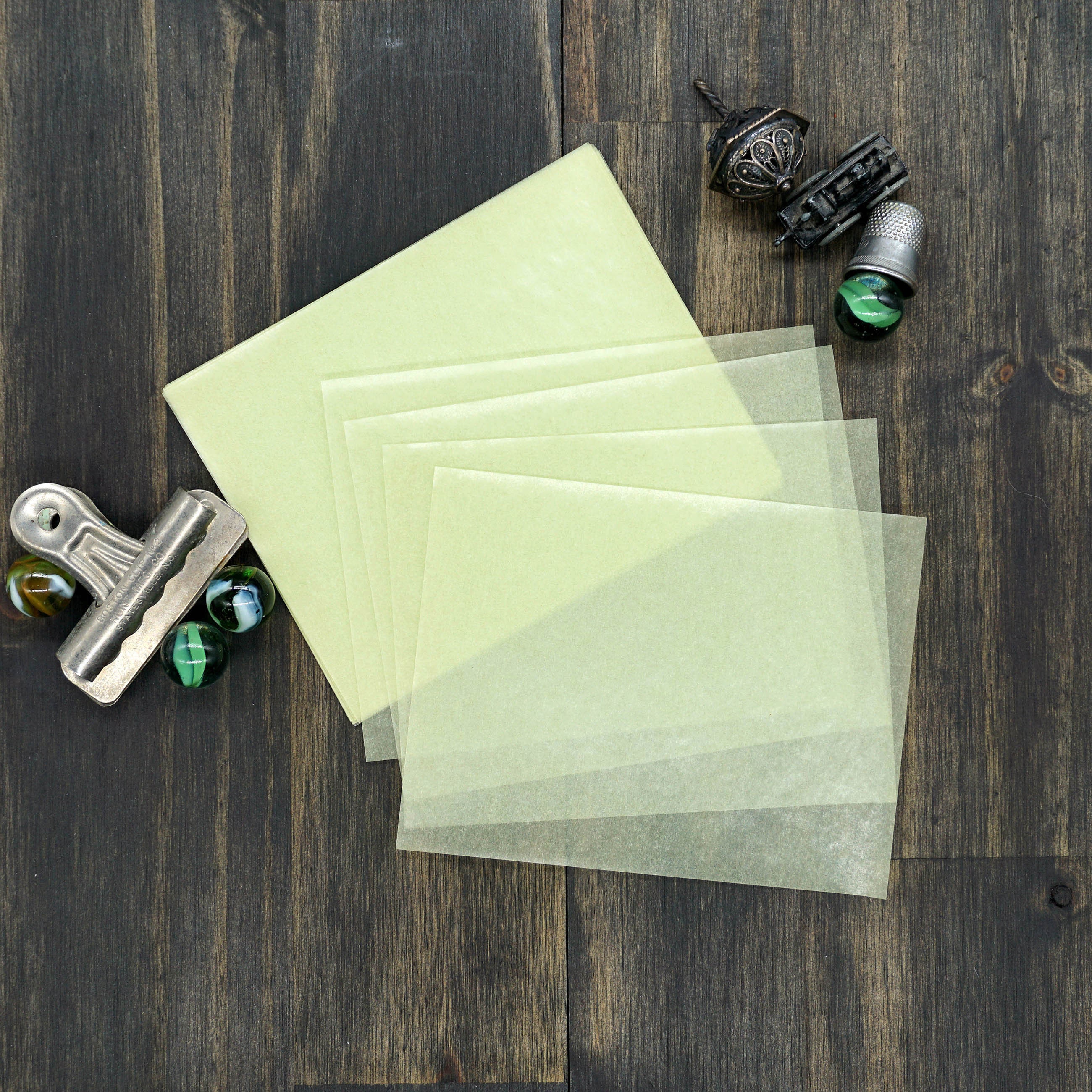 Vintage White Glassine Paper Sheets for Mixed Media, Paper