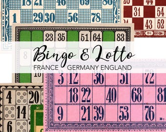 Antique Vintage BINGO CARDS Digital Download | French European Lotto | Bingo Printable | Junk Journal Ephemera, Scrapbook Instant Download
