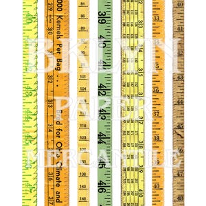 Vintage TAPE MEASURE Kit | Belly Band Printable Rulers | Planner Printable | Digital Scrapbook Paper, Sewing Ephemera, Collage, Junk Journal