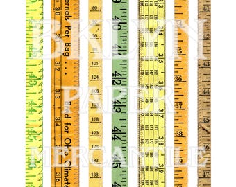Vintage TAPE MEASURE Kit | Belly Band Printable Rulers | Planner Printable | Digital Scrapbook Paper, Sewing Ephemera, Collage, Junk Journal