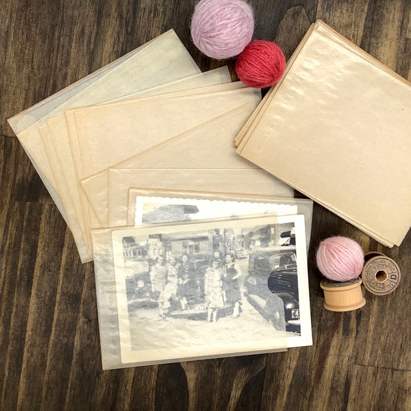 Vintage Glassine Envelopes 1930s | Set of 5 Aged Glassine Negative Sleeves | Journal Pocket | Translucent Envelopes | Film Preservers