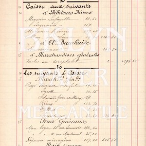May include: A vintage ledger page with handwritten French text and numbers. The document, dated April 1911, features columns of entries, including names and amounts. The paper has a yellowed, aged appearance, with the words "Brooklyn Mercantile" in the margins.