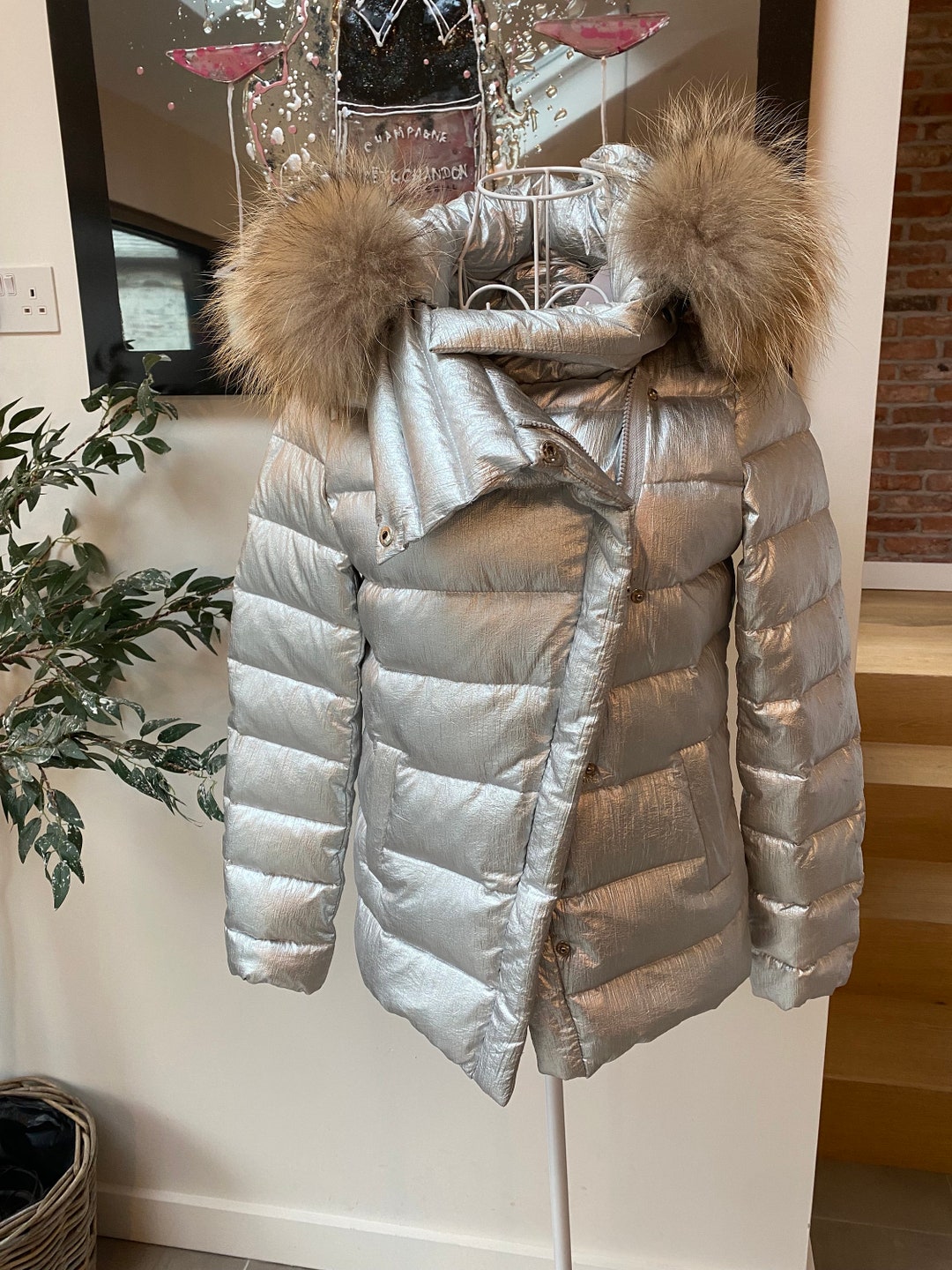 Down Feather and Raccoon Fur Detachable Trim Jacket Size S - Etsy