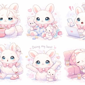 Rosie Bunny Crazy Mum - Kawaii – Stickers -Digital Download