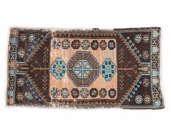 small vintage turkish oushak oriental bohemian boho persian moroccan boho tribal rug 2 x 3 rug area accent runner kitchen bathroom rug 2x3