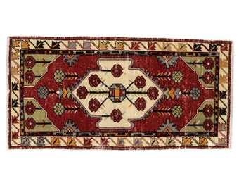 Vintage orientalischer Boho Teppich 100x150, Marokkanischer Berber Teppich, Boho Teppich, handgewebter Teppich