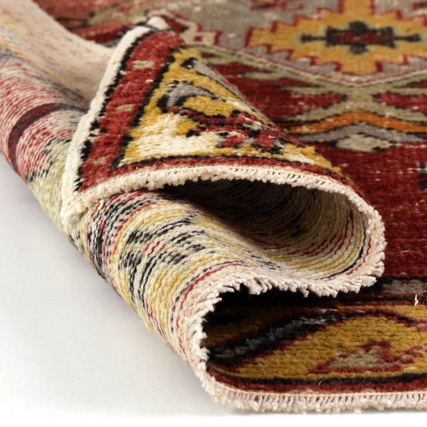 Vintage turkish oushak oriental bohemian boho persian moroccan boho tribal rug 3 x 6 rug area accent runner kitchen bathroom rug 3x6 runner