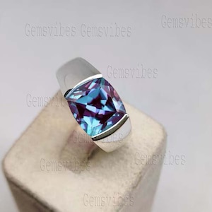 Bague Celtic Homme En Argent 925 Avec Alexandrite Naturelle 0,67 Ct - Taille 10 - Fabriquée Aux USA