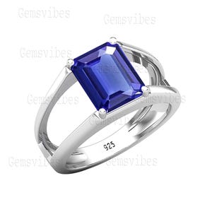 Blue Tanzanite Gemstone Ring 925 Sterling Silver Ring For Women Wedding Gift For Her Handmade Designer Band Ring Tanzanite Statement Ring