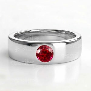Bague solitaire rubis rose, argent sterling 925, bijoux de tous les jours
