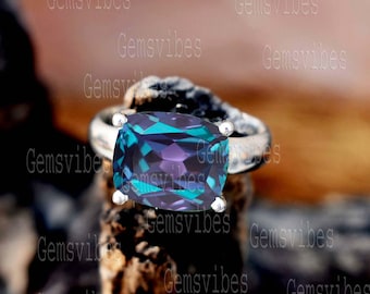 Color Changing Alexandrite Ring, 925 Sterling Silver, June Birthstone