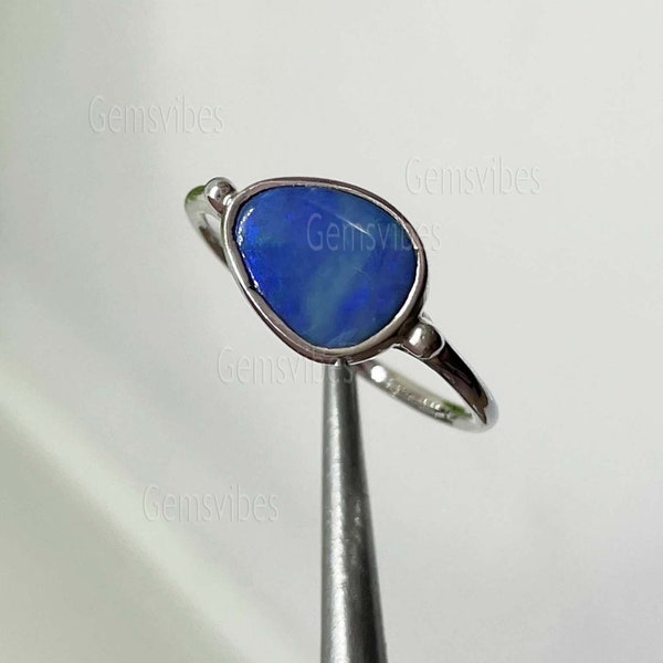 Genuine Doublet Opal Gemstone Ring 925 Sterling Silver Minimalist Ring Birthday Gift For Love Unique Australian Multi Fire Opal Ring