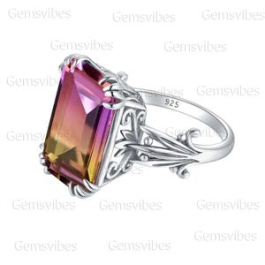 Multicolor Ametrine Ring Gemstone Handmade Fine Jewelry Solid 925 Sterling Silver Ring For Women & Bridal Sepical Gift Elegant Ametrine Ring