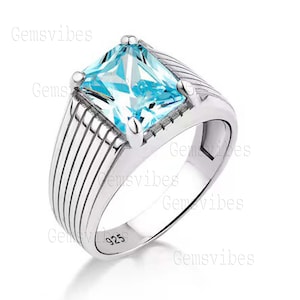 Stunning Blue Topaz Ring 925 Sterling Silver Ring Natural Gemstone Topaz Ring For Men December Birthstone Ring Bold Statement Delicate Ring