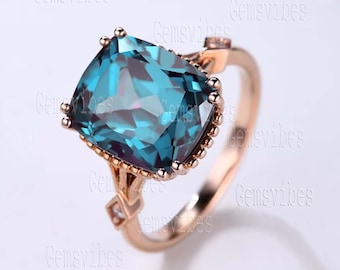 Vintage Alexandrite Ring: S925 Sterling Silver, Diamond Halo