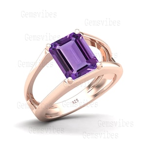 Purple Amethyst Ring Solid 925 Sterling Silver Ring For Women Wedding Gift For Her Faceted Gemstone Ring February Birthstone Amethyst Ring