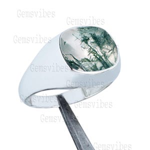 Herren Moos Achat Ring 925 Sterling Silber Ring Für Männer Siegelring Edelstein Achat Ring Geburtstag Versprechen Geschenk für Ihn Statement Ring