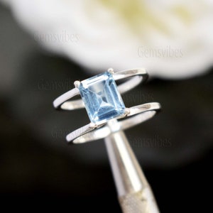 Unique Blue Topaz Ring 925 Sterling Silver Ring Natural Gemstone Topaz Ring For Women December Birthstone Ring Mother&#39;s Day Gift Dainty Ring