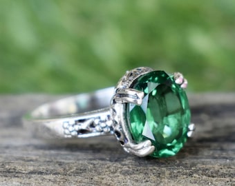 Natural Chrome Diopside Quartz ring 925 sterling silver ring for women birthday gift for her delicate ring faceted gemstone designer ring