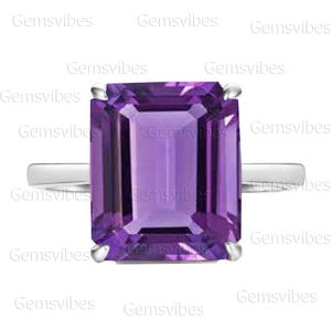 Purple Amethyst Ring Solid 925 Sterling Silver Ring For Women Wedding Gift For Her Faceted Gemstone Ring February Birthstone Amethyst Ring