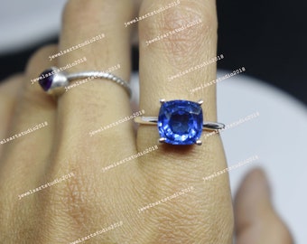 Blue Taanzanite Ring Handmade Gemstone Ring S925 Sterling Silver Ring For Women Mother's Day Gift For Her December Birthstone Tanzanite Ring