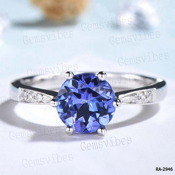 Genuine Tanzanite Ring Solid 925 Sterling Silver Ring For Women December Birthstone Gemstone Ring Wedding Gift For Her Art Deco Diamond Ring