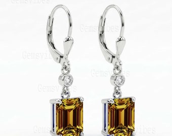 Color Changing Zultanite Earring For Women Everyday Jewelry Gift For Her Emerald Cut Gemstone Earring 925 Sterling Silver Lever Back Earring