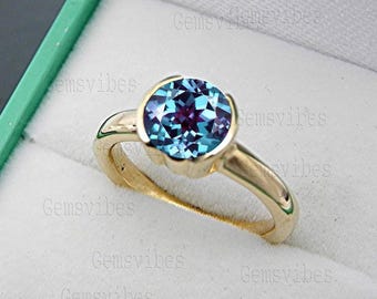 925 Sterling Silver Color Change Alexandrite Ring For Women Wedding Promise Gift For Her Handmade Statement Ring Alexandrite Gemstone Ring