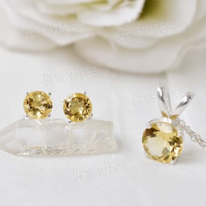 Unique Citrine Jewelry Set Solid 925 Sterling Silver pendant Earring For Women Bridal Jewelry Set Elegant Handmade pendant Earring Love Gift