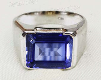 Gorgeous Tanzanite Engagement Ring Bold Handmade 925 Sterling Silver Ring For Men Signet Ring Tanzanite Gemstone Ring Unique Gift For Him