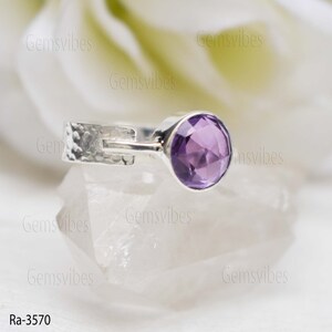 Natuurlijke Paarse Amethist Edelsteen Ring Solid 925 Sterling Zilveren Ring Verjaardagscadeau Ring Elegante Sierlijke Ring Voor Vrouwen Party Favor Sieraden