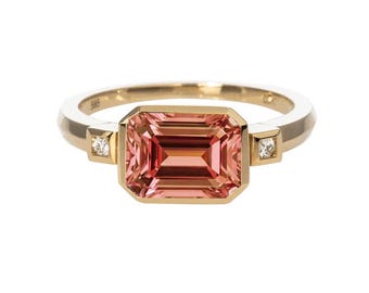 Anillo de gema de zultanita con corte esmeralda que cambia de color para mujer, regalo de cumpleaños para ella, anillo de plata de ley 925, elegante anillo de piedra natal.