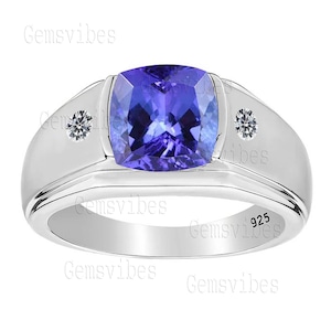 Blue Tanzanite Gemstone Ring 925 Sterling Silver Ring For Women Wedding Gift For Her Handmade Designer Band Ring Tanzanite Statement Ring
